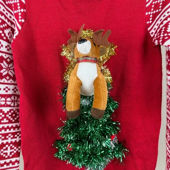 No Boundaries‎ Juniors' Plush Holiday Pop-out Animal Holiday Christmas Sweater - Picture 6 of 11